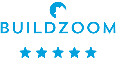 BuildZoom logo displayed with blue stars, symbolizing trusted ratings, reflecting Bayside Builders Group's commitment to quality construction and remodeling services in the Bay Area.